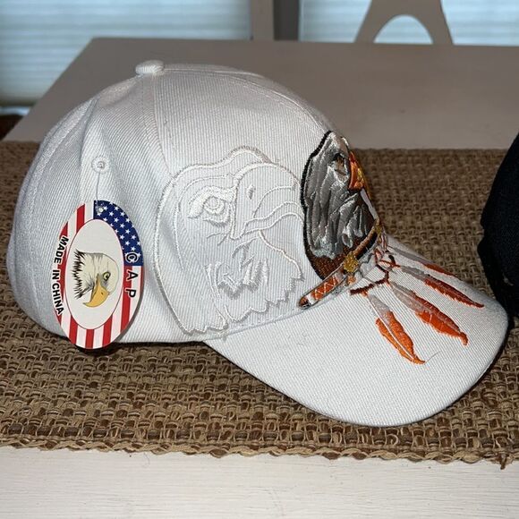 Two AMERICA USA Pride new with tags Eagle adjustable baseball caps Hats Lot - Picture 8 of 11
